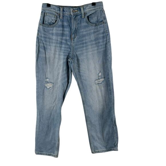 Old Navy Girls High Rise Slouchy Straight Jeans Distressed 100% Cotton Light 12 - Picture 1 of 10